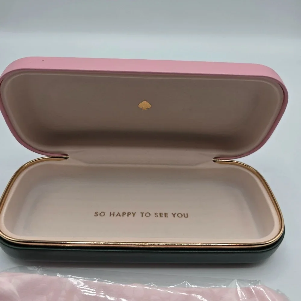 Kate Spade New York Pink Green Hard Shell‎ Eyeglass Case with Pouch Designer
